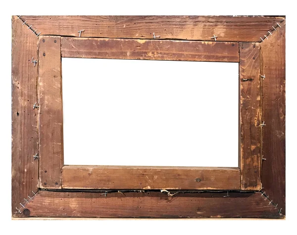Ізольована фоторамка, дерев'яна старовинна фоторамка Ліцензійні Стокові Зображення