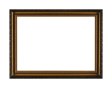 İzole Fotoğraf Çerçevesi, Tahta Antika Fotoğraf Çerçevesi. Eski ve Kullanılmış Fotoğraf Çerçevesi.