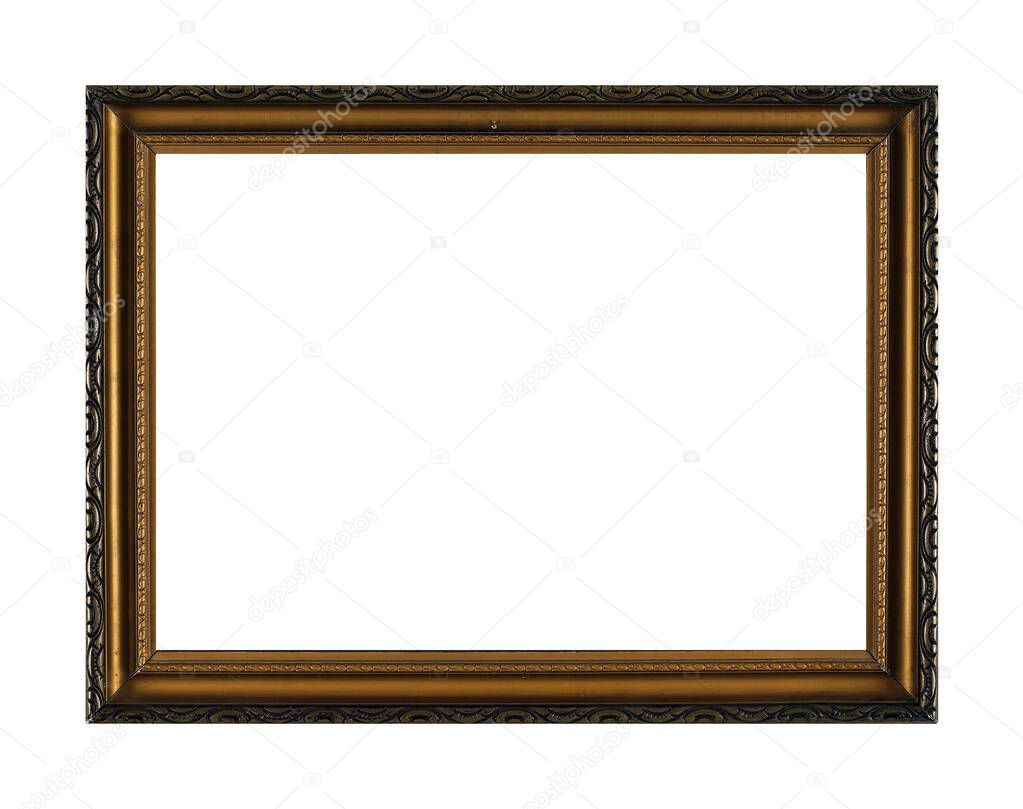 Isolated Photo Frame, Wooden Antique Photo Frame. Old and Used Photo Frame.
