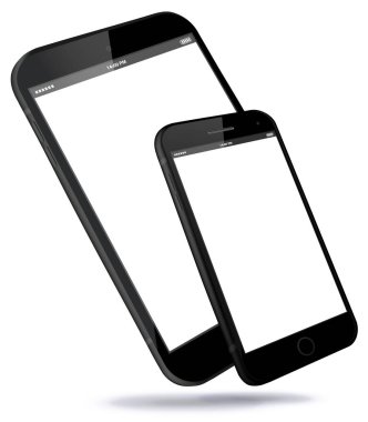 Siyah cep telefonu ve Tablet bilgisayar vektör çizim