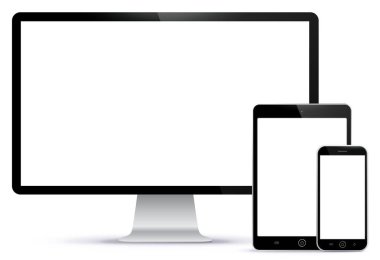 Bilgisayar ekran, Tablet Pc, akıllı telefon vektör çizim