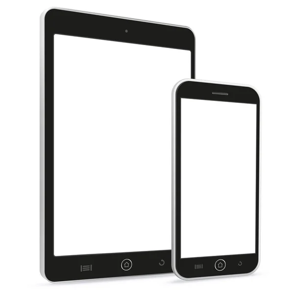 Siyah Tablet bilgisayar ve cep telefonu vektör çizim.
