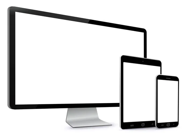 Écran d'ordinateur, Tablette PC, Illustration vectorielle de téléphone intelligent . — Image vectorielle