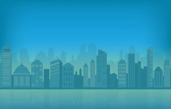 Paisaje urbano y ciudad skyline vector ilustración — Vector de stock