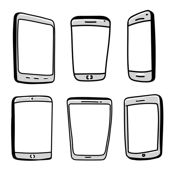 Mobiltelefoner och digitala tabletter Handrawn — Stock vektor