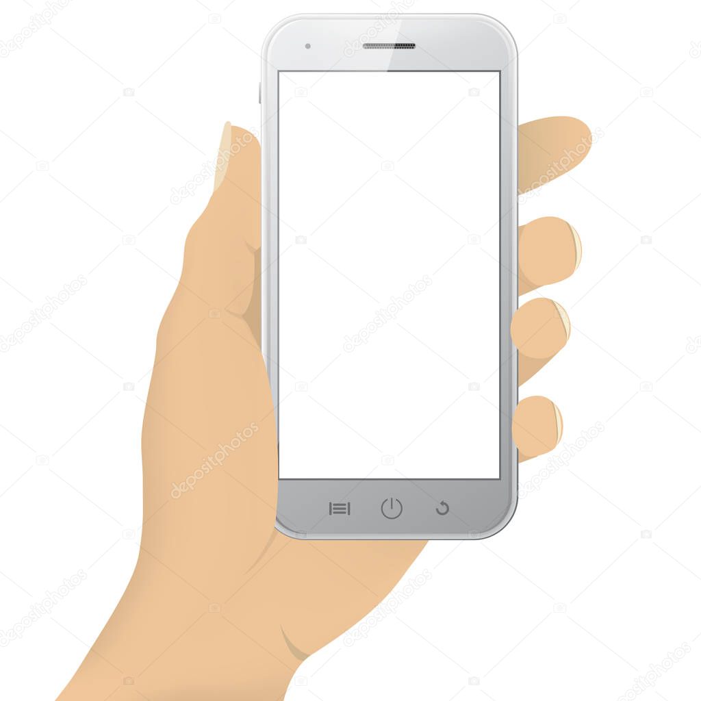 Smartphone in hand vector illustration