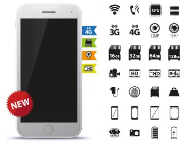 Cep telefonu ve Icons Set 
