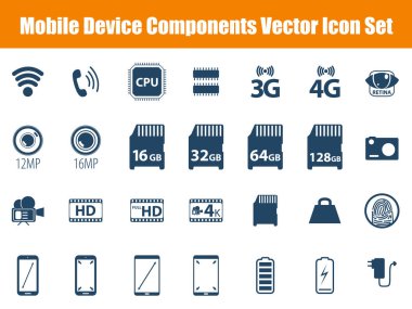 Mobil cihaz bileşenleri Icon Set