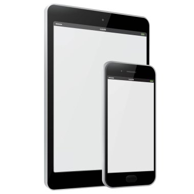 Tablet bilgisayar ve cep telefonu vektör çizim.