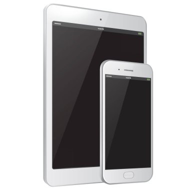 Tablet bilgisayar ve cep telefonu vektör çizim.
