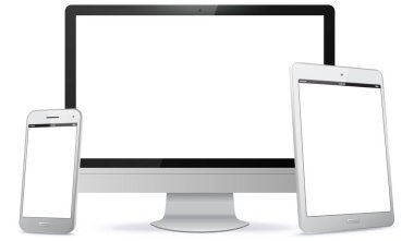 Bilgisayar ekran, Tablet Pc, Smartphone vektör çizim.
