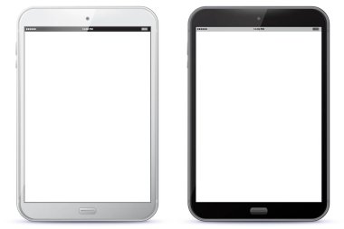 Siyah ve beyaz Tablet Pc vektör çizim.