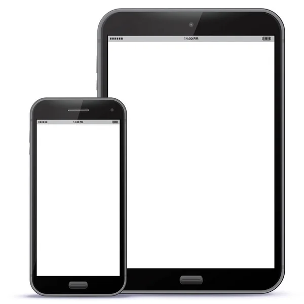 Svart smarttelefon och Tablet Pc vektor illustration — Stock vektor