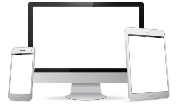 Bilgisayar ekran, Tablet Pc, Smartphone vektör çizim.