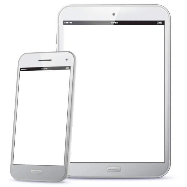 Illustrazione vettoriale di Smart Phone e Tablet PC bianco — Vettoriale Stock