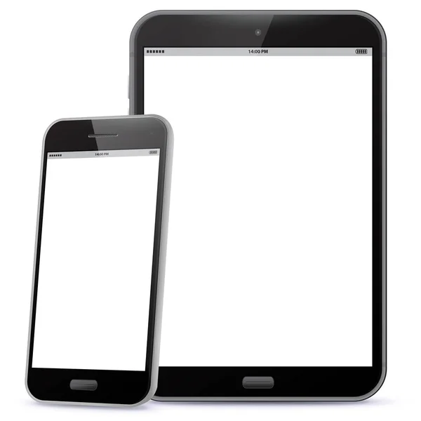 Teléfono inteligente negro y tableta PC Vector ilustración — Vector de stock
