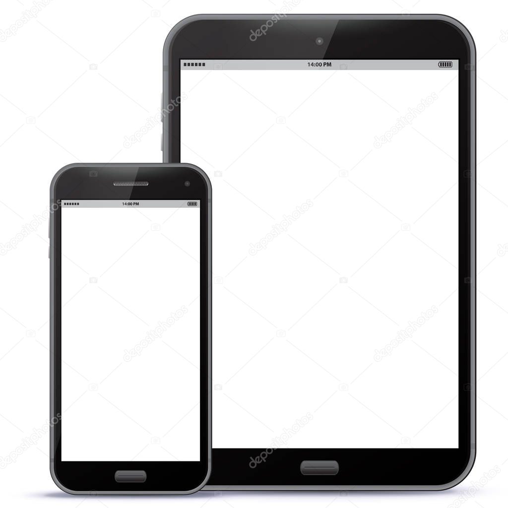 Black Smart Phone and Tablet PC Vector illustration
