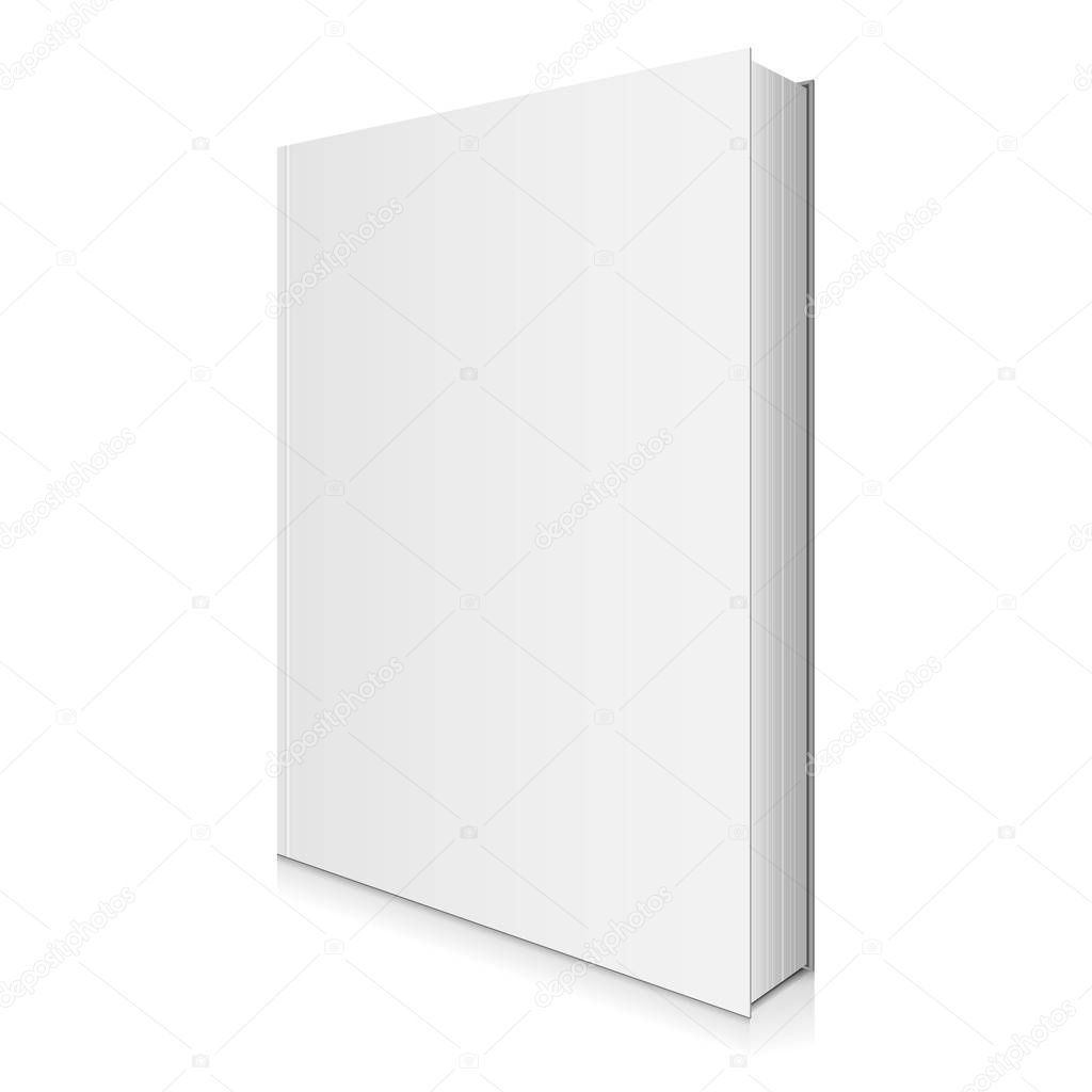Blank, White Book Cover Vector Illustration.