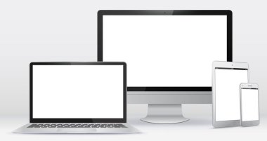Bilgisayar ekran, Tablet Pc, Laptop, akıllı telefon vektör çizim.