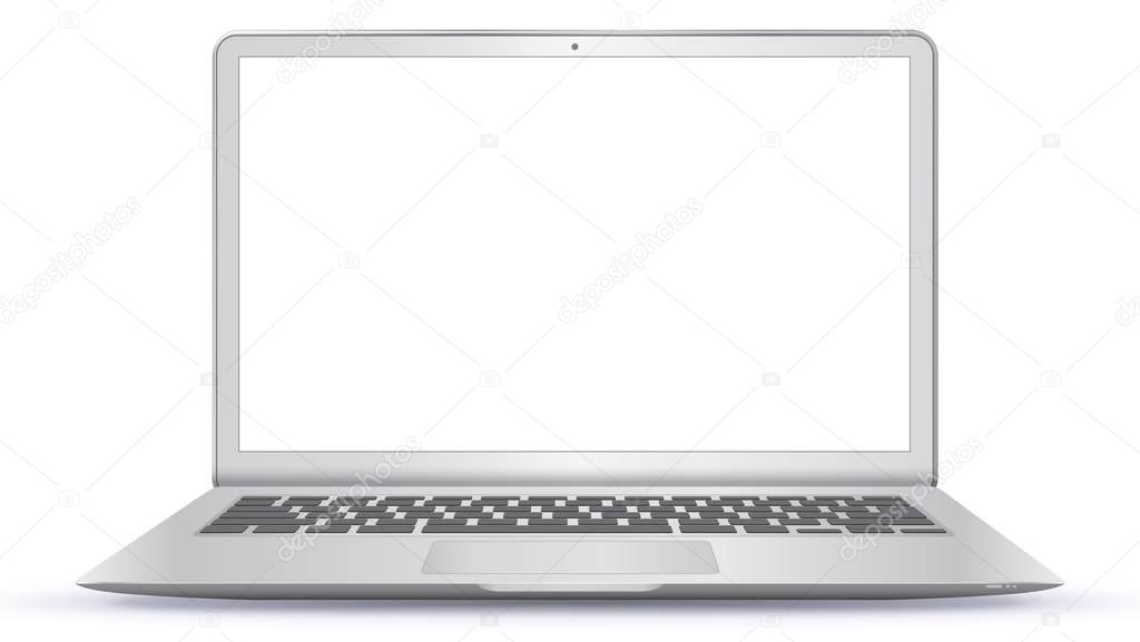 Gray Laptop Computer With Blank Screen