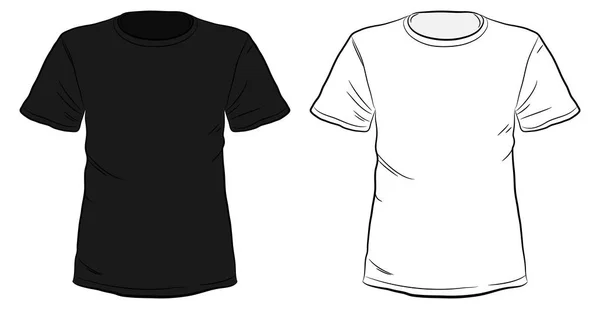Siyah ve beyaz el t-shirtler çizilen illüstrasyon vektör