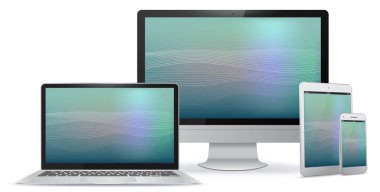 Bilgisayar monitörü, Tablet Pc, dizüstü bilgisayar, akıllı telefon vektör çizim