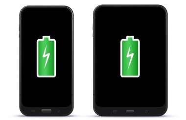 Cep telefonu ve Tablet bilgisayar tam dolu pil vektör çizim ile