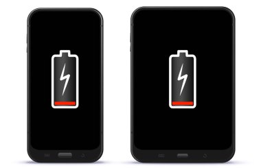 Cep telefonu ve Tablet bilgisayarınızla düşük pil vektör çizim