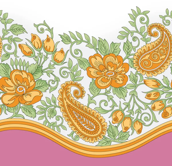 Flor Floral Borde Diseño Fondo Con Paisley — Foto de Stock