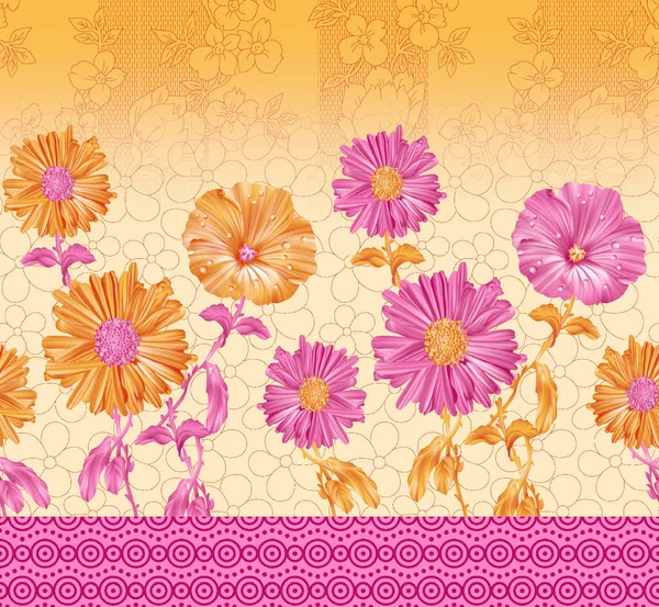 Virágos Virág Határ Tervezési Háttér — Stock Fotó