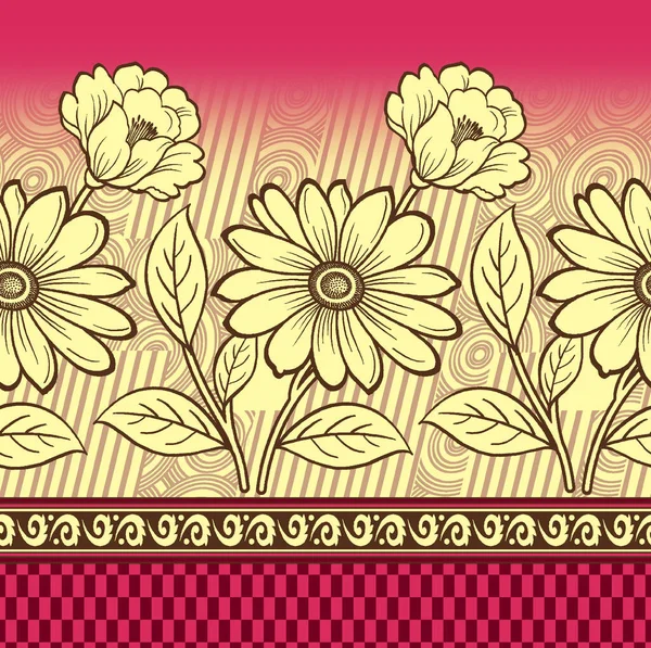 Текстильная Индийская Цветочная Граница Фон — стоковое фото