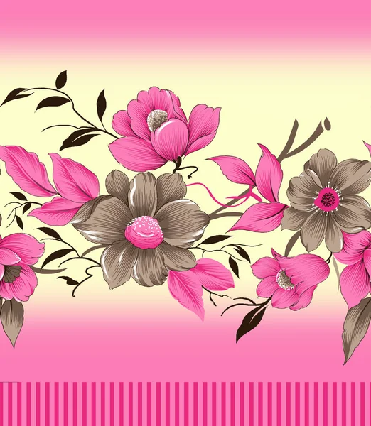 Têxtil Indiana Floral Fronteira Design Fundo — Fotografia de Stock