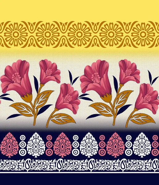 Textil Indio Floral Borde Diseño Fondo — Foto de Stock