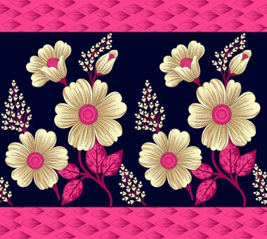 tekstil Hindistan çiçekli sınır tasarımı donanma arka planı