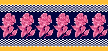 tekstil Hindistan çiçekli sınır tasarımı donanma arka planı