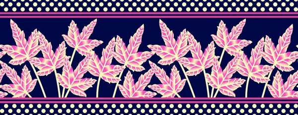 Textile Indian Floral Border Design Navy Background — Stock Photo, Image