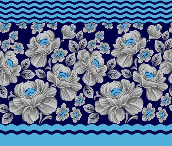Textilní Indické Květinový Okraj Design Námořnické Pozadí — Stock fotografie