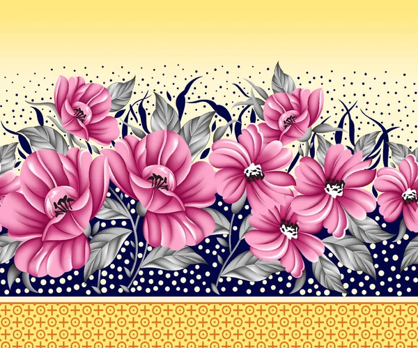 tekstil Hindistan çiçekli sınır tasarımı arka planı