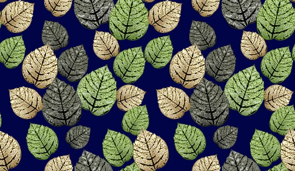 Nahtlose Dekorative Blätter Motiv Design Marine Hintergrund — Stockfoto