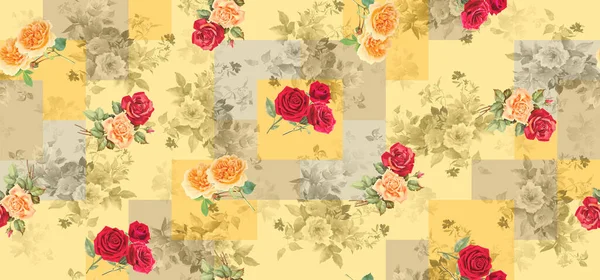 Gül çiçekleriyle kusursuz geometrik arkaplan dokusu