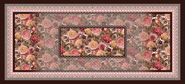 Geleneksel sınırla kusursuz bir çiçek arkaplanı