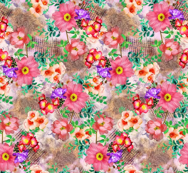Зображення Цифрового Квіткового Фону Барвистий Візерунок — стокове фото