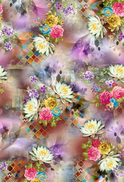 Bild Digitale Blume Hintergrund Farbe Bunt Muster — Stockfoto