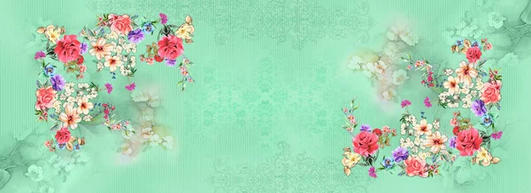 Удивительный Абстрактный Фон Ткани Букет Цветов Цветочная Иллюстрация Ботаническая Композиция — стоковое фото