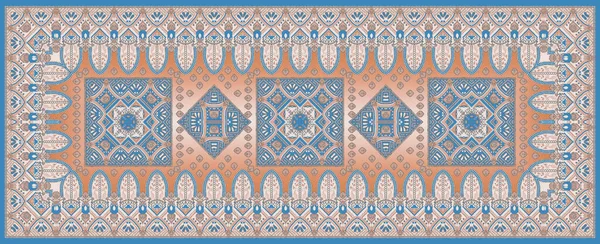 具有时尚花纹边框设计的法国古典巴洛克和五颜六色的抽象花卉装饰品 用于纺织和数字工业 — 图库照片