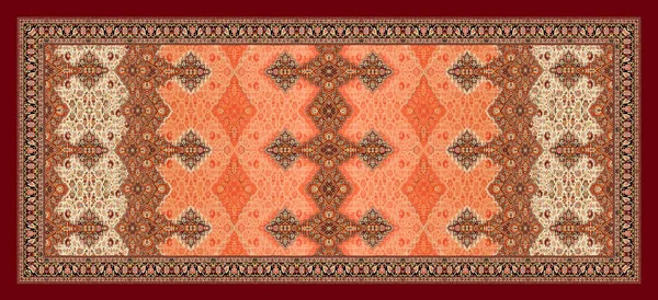 Yüksek Çözünürlük Bir Etnik Sınır Tasarımı. Antika renk düzeniyle güzel bir sınır. Dijital ve Tekstil Dört Kenar Kenarlığı