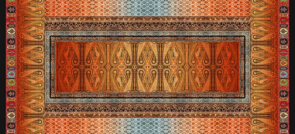 Yüksek Çözünürlük. Çiçek Sınırı Yazdırma Tasarımı Renkli Dijital ve Tekstil Paisley -