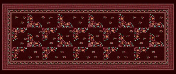 Cztery Strony Granicy Piękne Vintage Bezszwowe Geometryczne Kolorowe Tekstylia Druku — Zdjęcie stockowe
