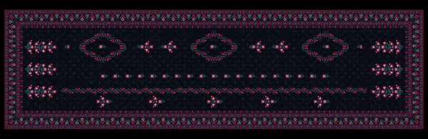Négy Oldalsó Határ Gyönyörű Évjárat Zökkenőmentes Geometriai Színes Textil Digitális — Stock Fotó