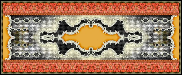 Vintage French Baroque Colorful Abstract Floral Ornament Stylish Pattern Border — Stock Photo, Image